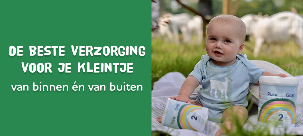 Biologische opvolgmelk op basis van geit met baby. De beste verzorging voor je kleintje: van binnen én van buiten bij Happy Earth Care