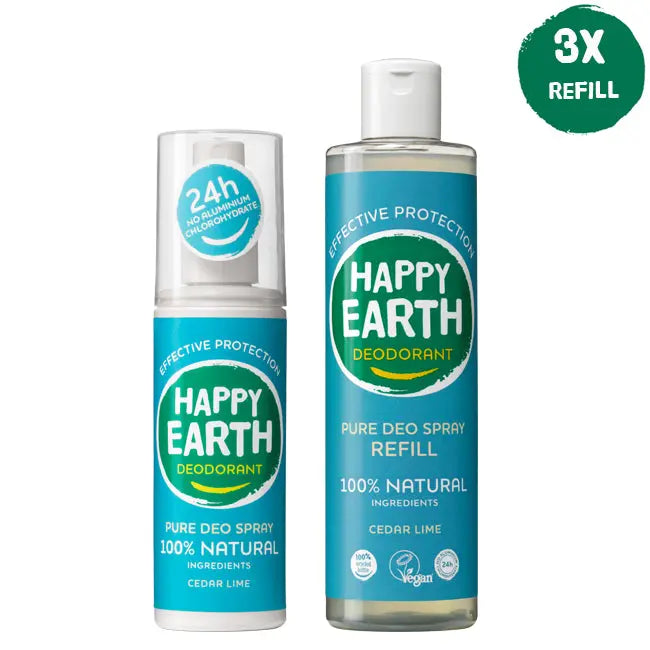 Natuurlijke Deodorant Cedar Lime Starterset 400ml Happy Earth