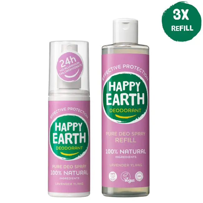 Natuurlijke Deodorant Lavender Ylang Starterset 400ml Happy Earth