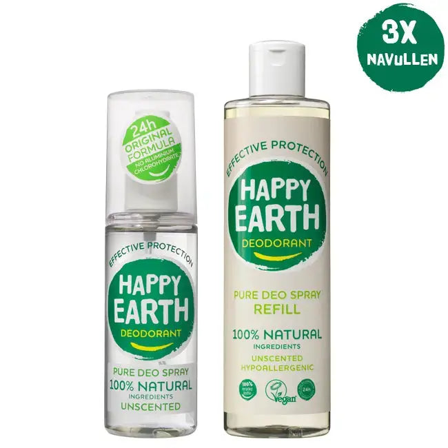 Natuurlijke Deodorant Unscented Hypoallergenic Starterset 400ml Happy Earth