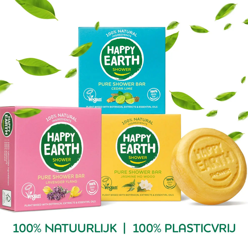 
                  
                    Plasticvrij pakket: 3x shower bars Happy Earth
                  
                