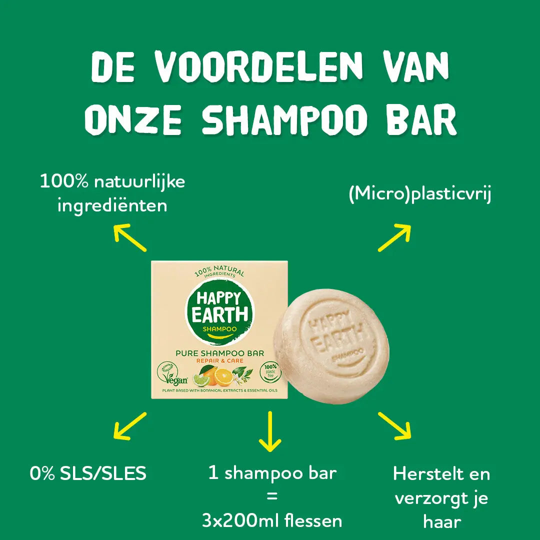 
                  
                    Plasticvrije Shampoo Bar Repair & Care Happy Earth
                  
                