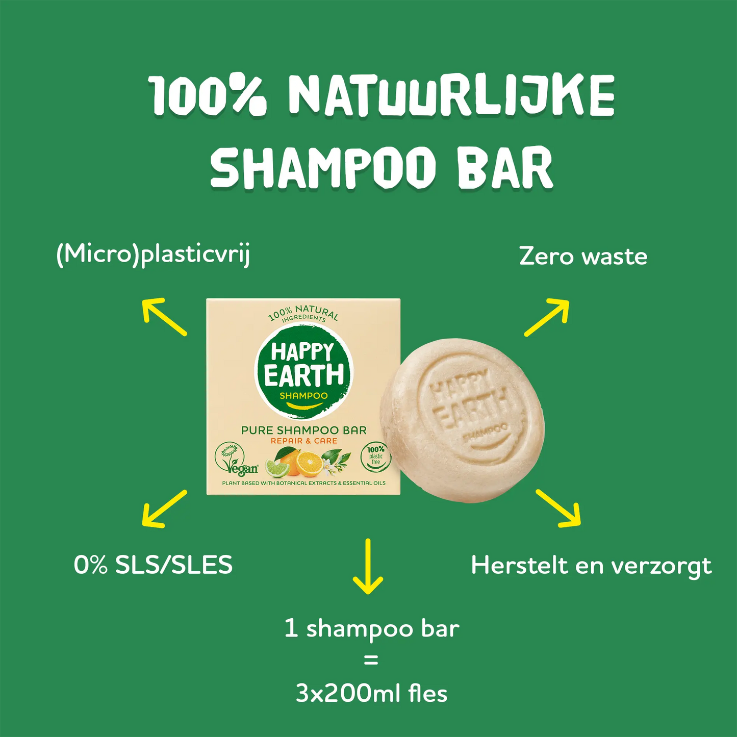 
                  
                    Plasticvrije Shampoo Bar Repair & Care Happy Earth
                  
                