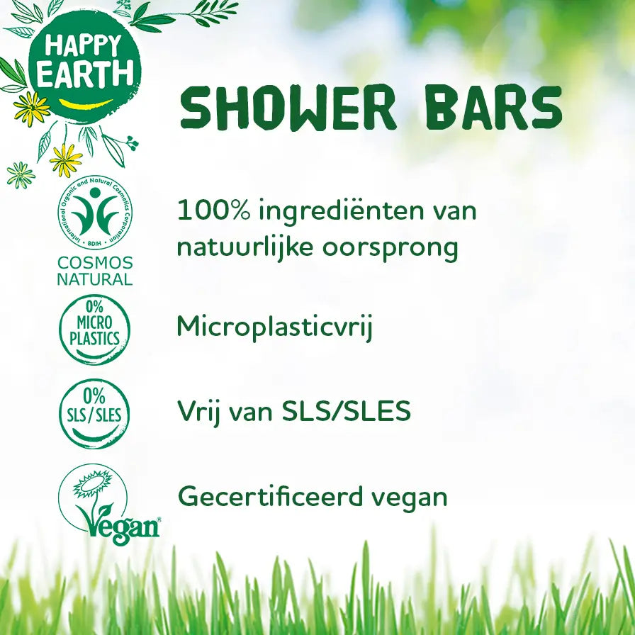 Plasticvrije voordeelbundel: 3x shower bar Happy Earth