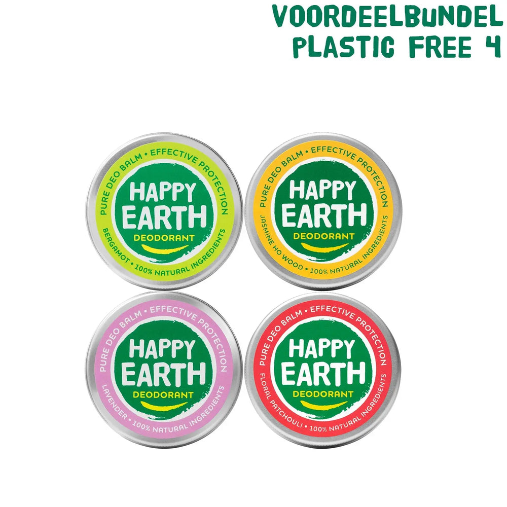 Happy Earth Natuurlijke Deodorant Plastic Free 4 geuren Happy Earth