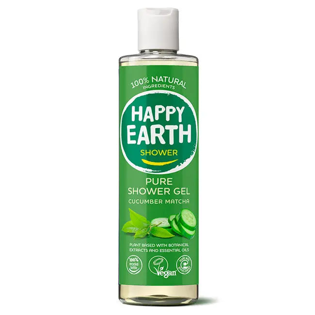 Happy Earth Natuurlijke Douche gel Cucumber Matcha 300ml Happy Earth