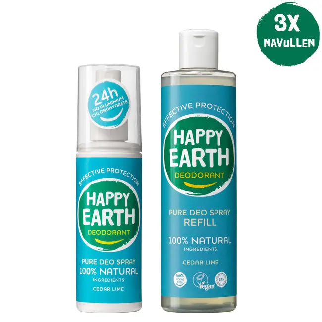 Natuurlijke Deodorant Cedar Lime Starterset 400ml Happy Earth