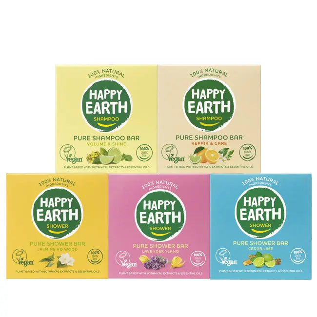 
                  
                    Plasticvrij pakket: shampoo bars en shower bars Happy Earth
                  
                