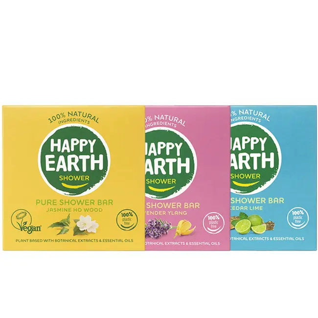 
                  
                    Plasticvrije Shower Bars drie kleuren Happy Earth
                  
                
